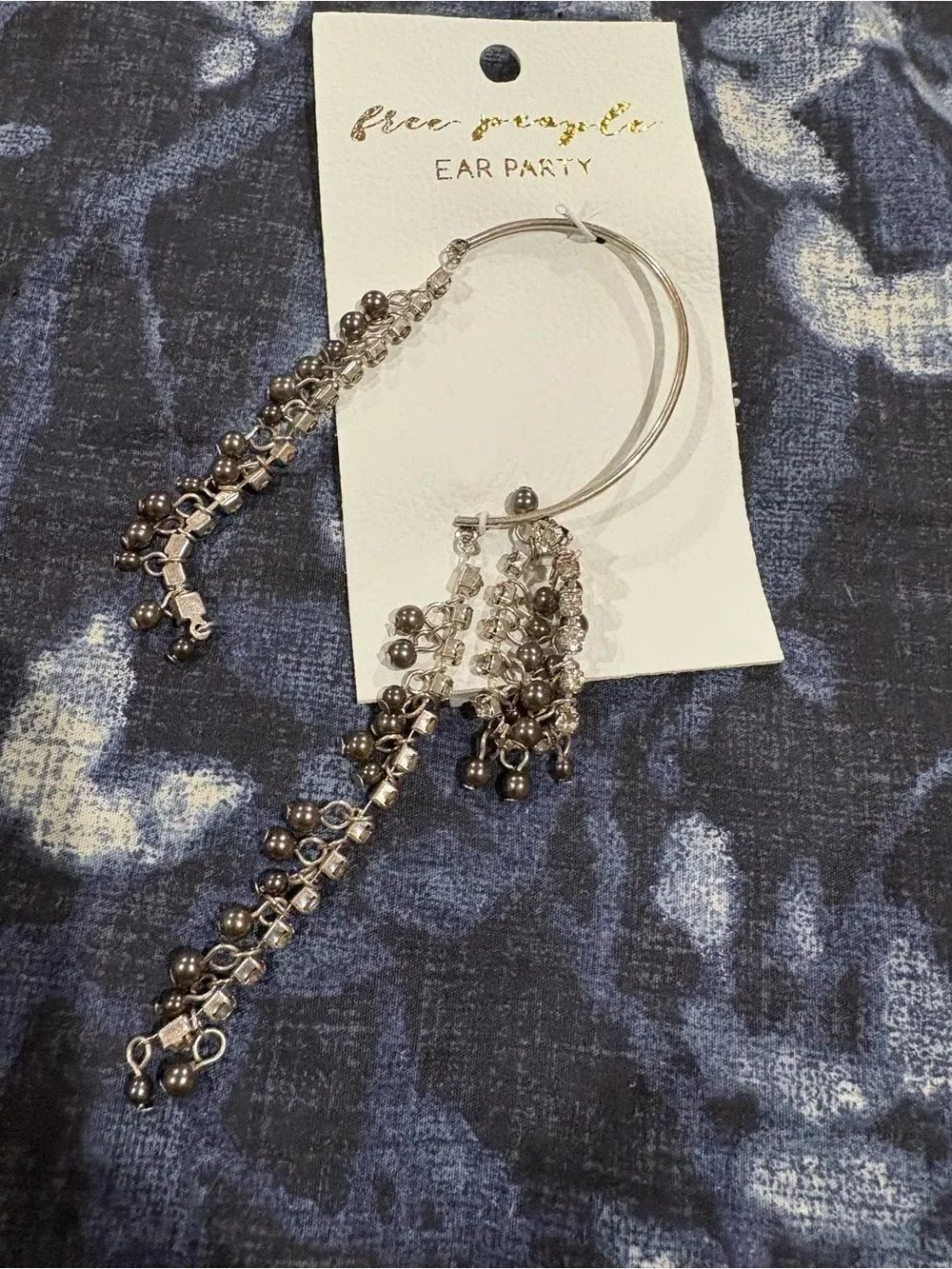 Free People Silver-Tone Beaded Dangle Hoops - Picture 2 of 2